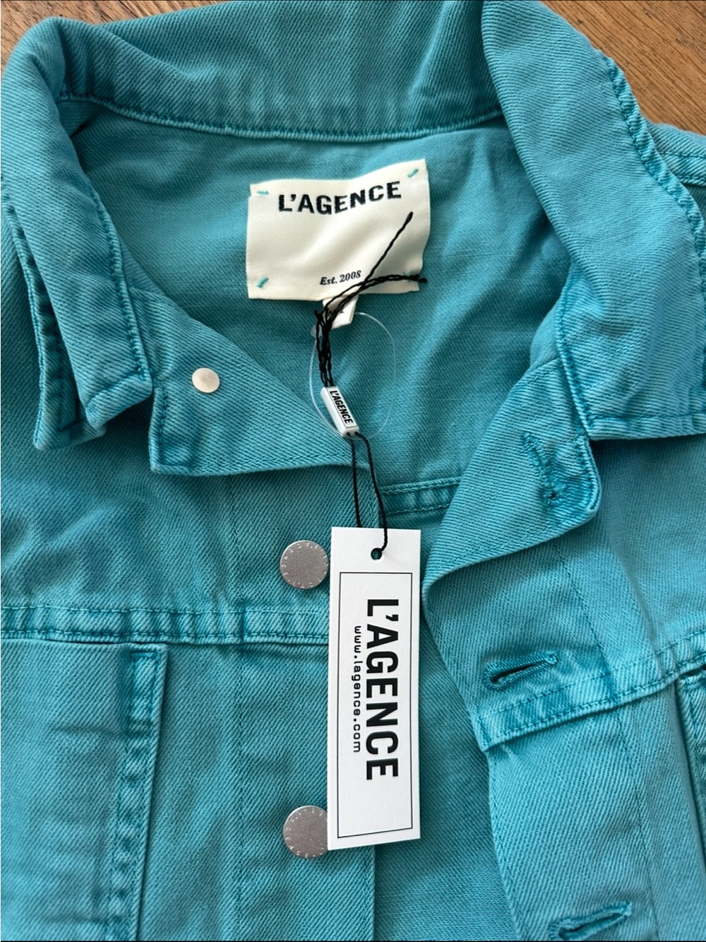 NWT L'AGENCE Teal Button-Front Jacket
